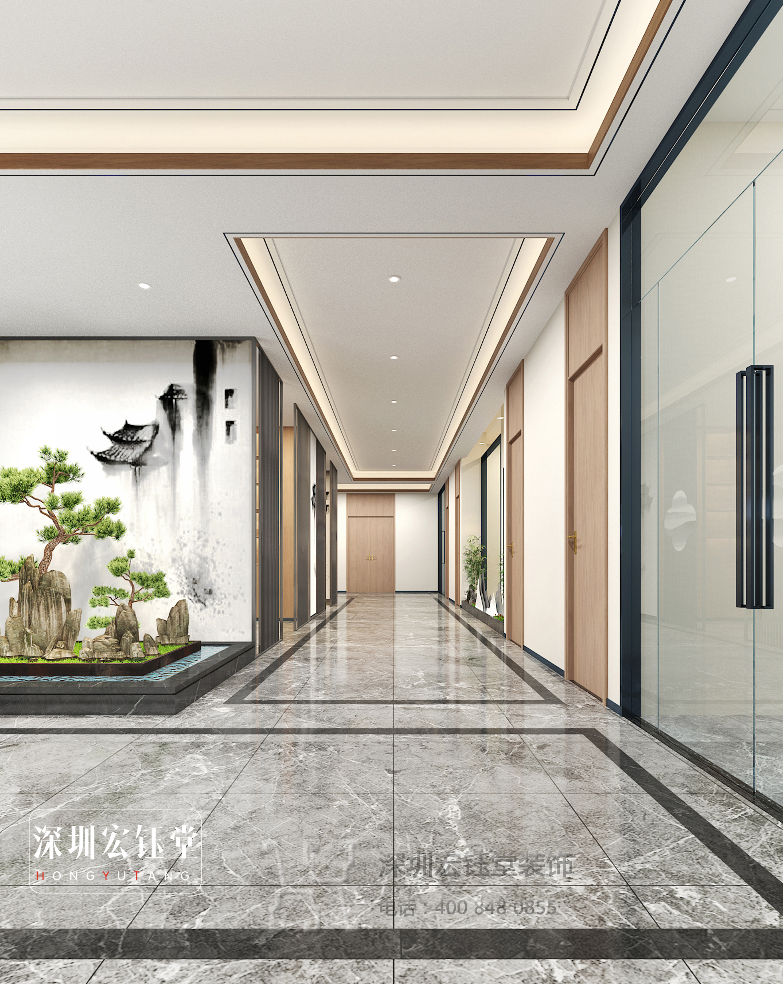 郑州办公楼装修公司-中兴产业园新中式办公楼装修设计