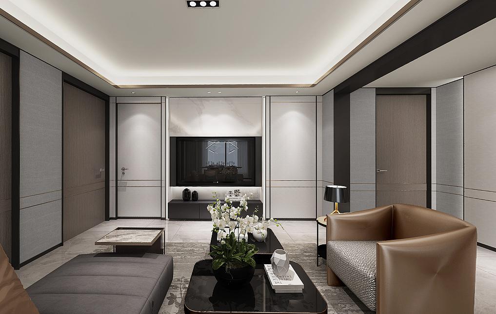 保利山庄梧桐洋房意大利轻奢风格装修设计方案效果图
