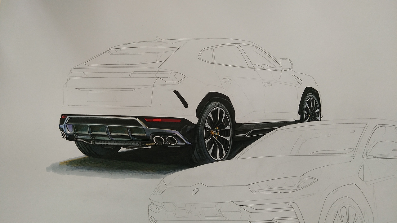 马克笔汽车手绘，兰博基尼urus（图ZMTcwNDEwNzgw） - 艺术插画 - 站酷设计师xyikai吉原创素材 - 站酷ZCOOL