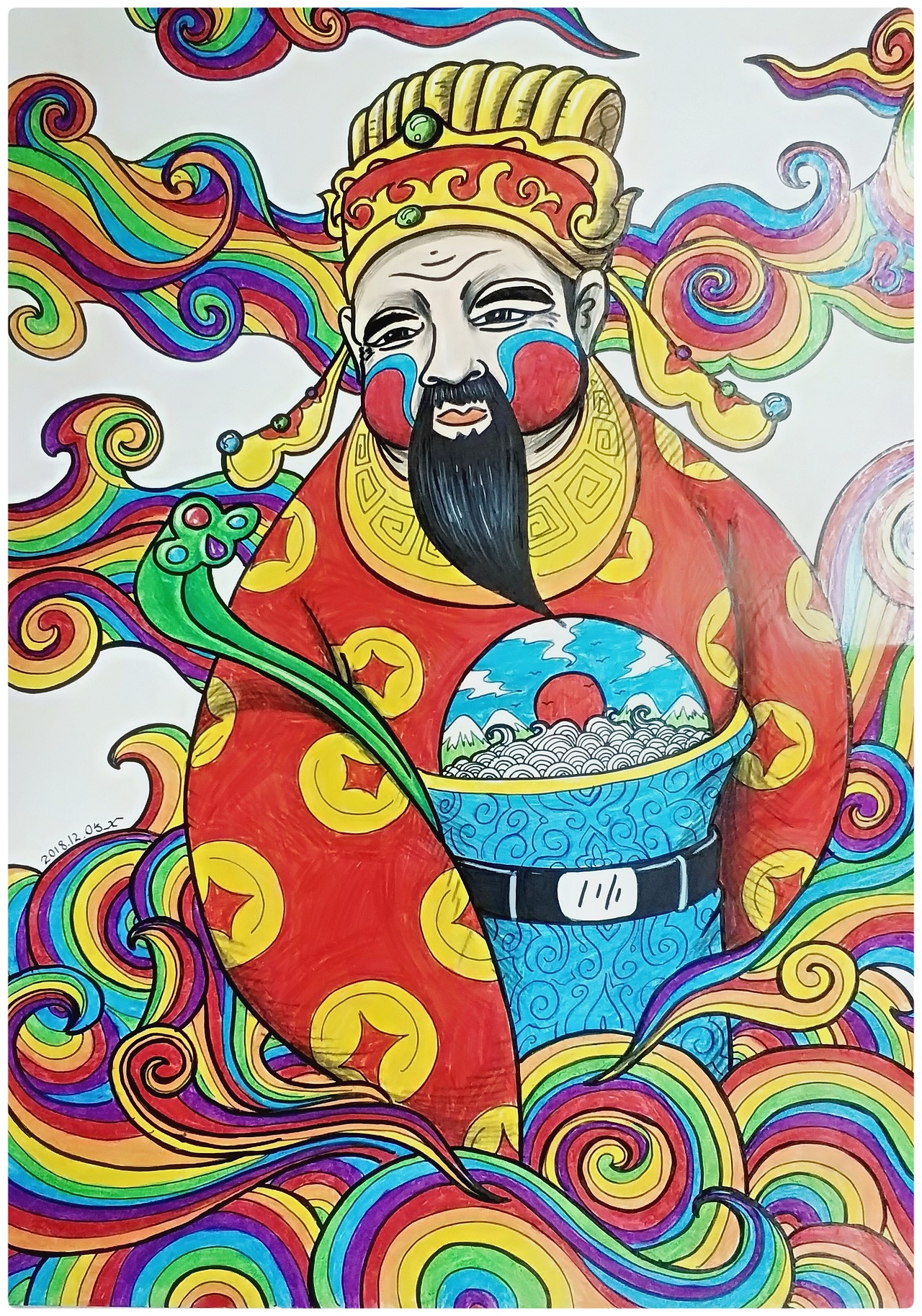 彩铅涂鸦"福星"