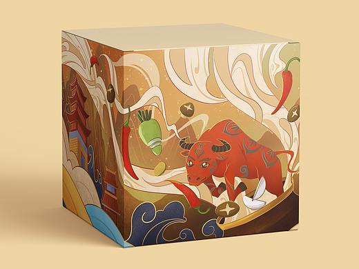 牛肉酱包装插画