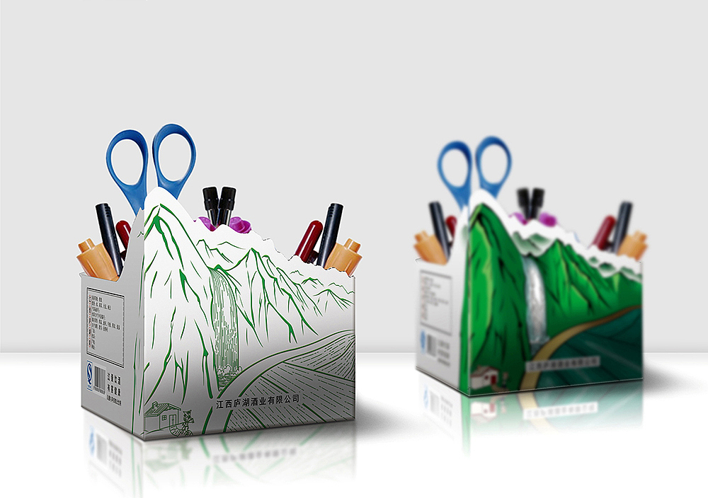 庐湖泉白酒酒包环保循环再利用环保包装设计