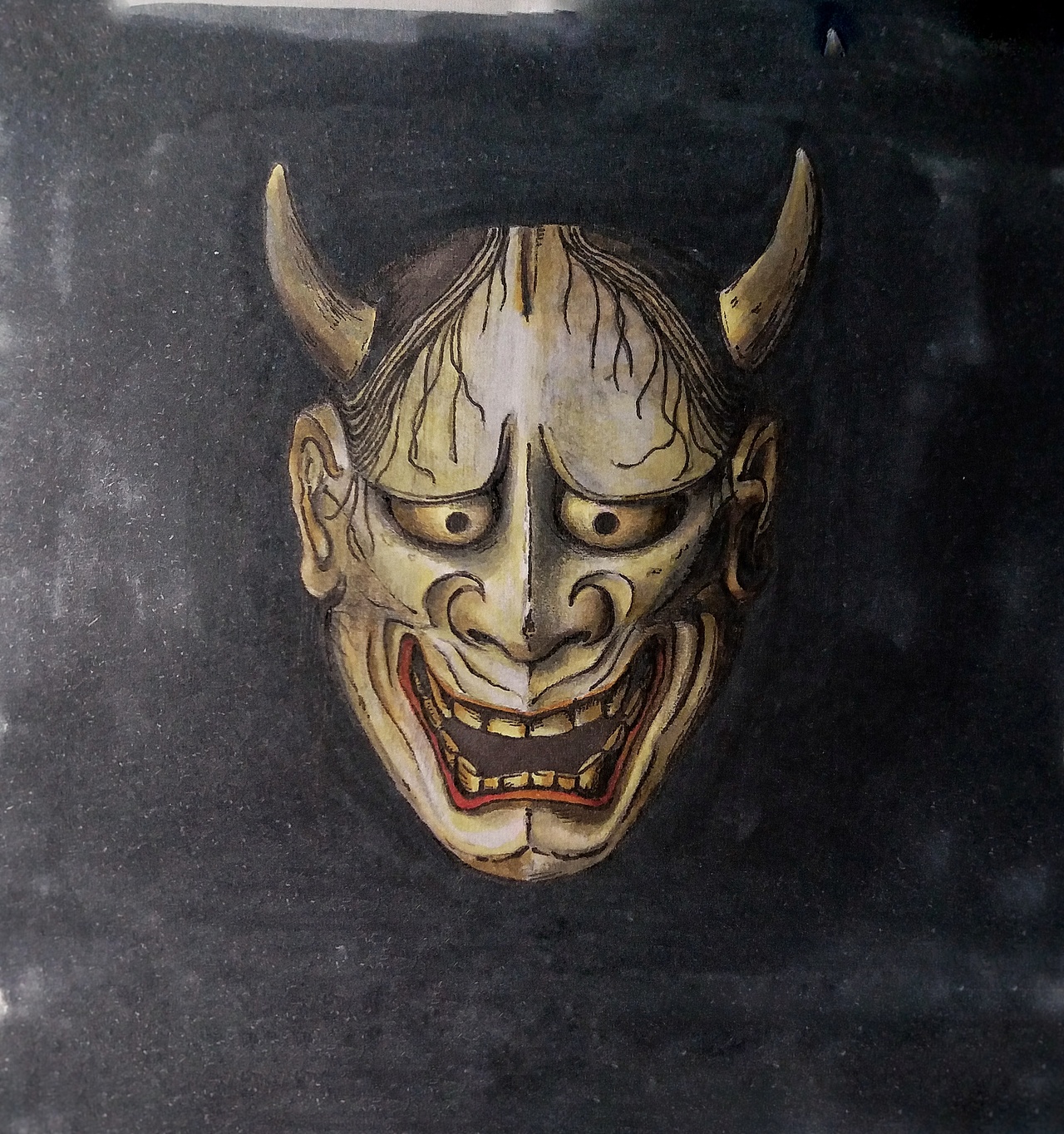 手绘能面白般若(しろはんにゃ)