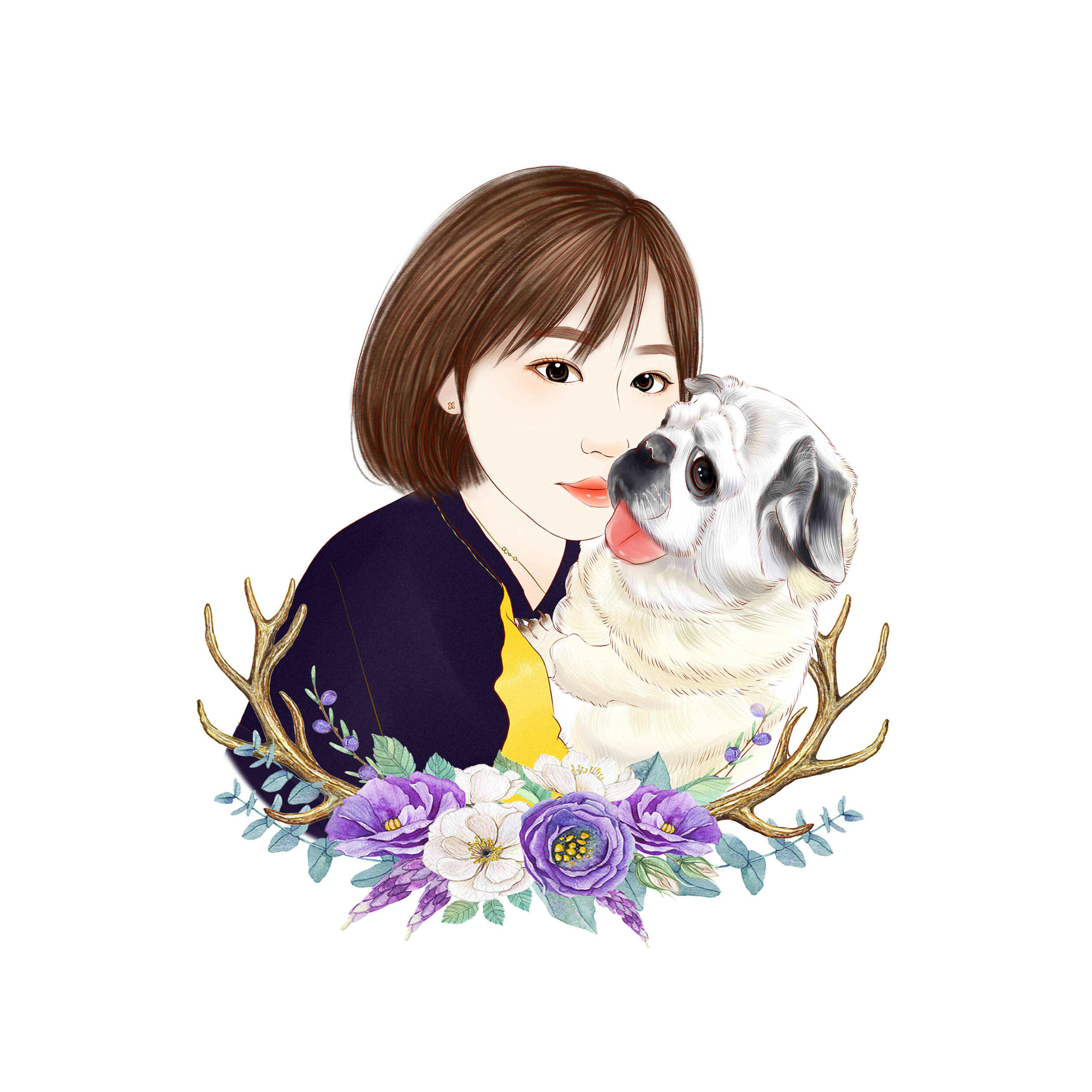 一个宅女的日常 手绘画像