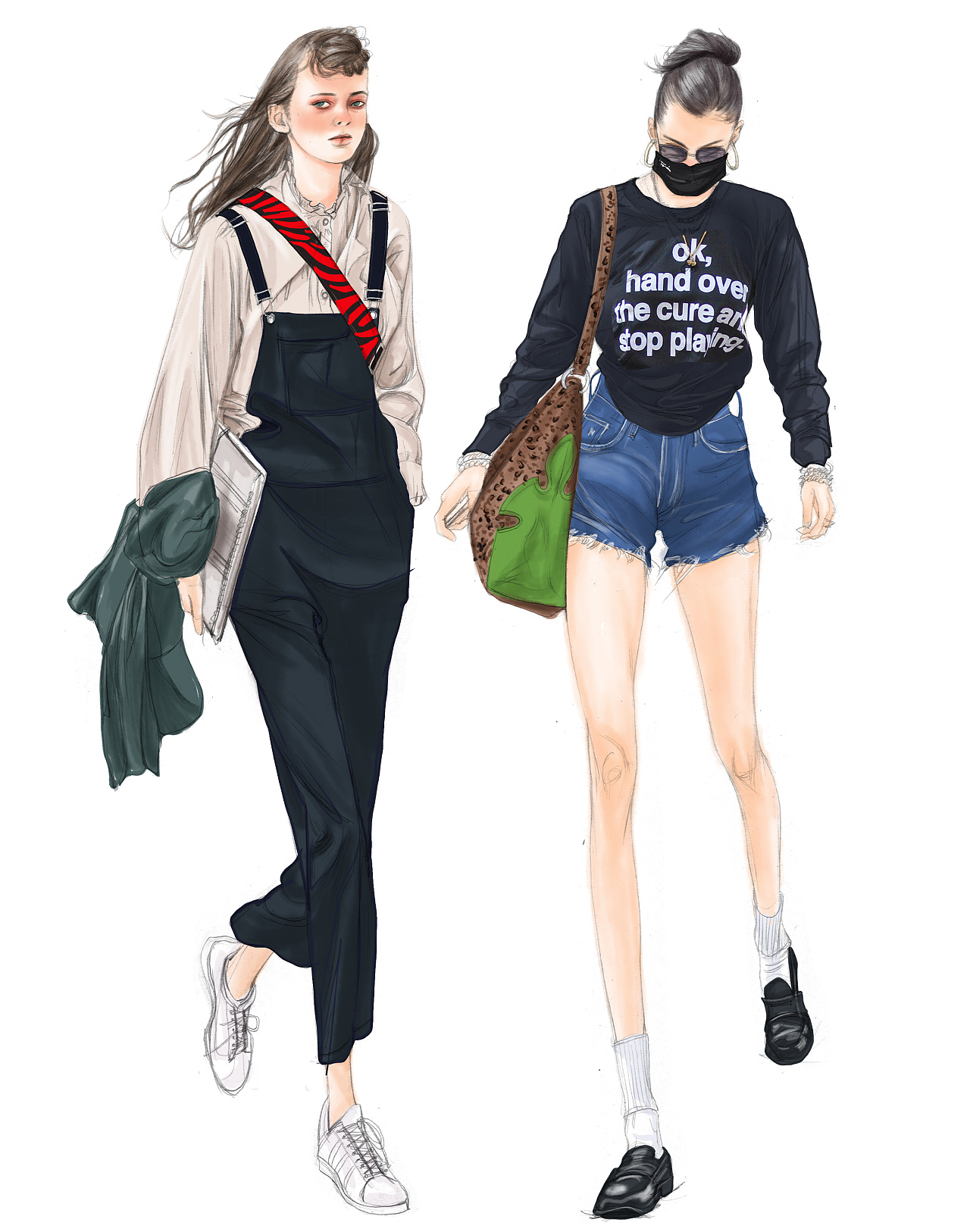 每日一画街拍服装搭配时尚插画