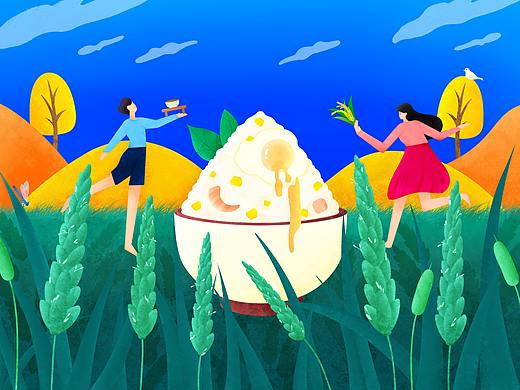 稻花香-大米包装插画