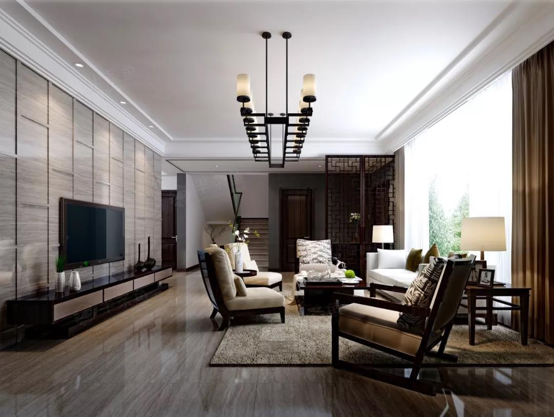 新中式客厅 | 直线条+东方美|空间|室内设计|半条鱼效果图设计 - 原创作品 - 站酷 (ZCOOL)