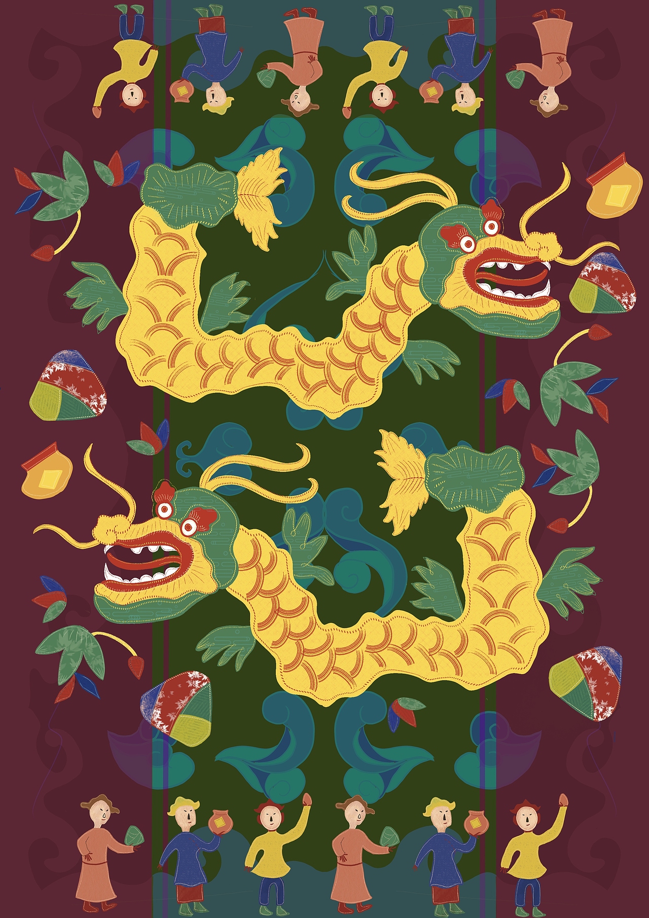 端午节x布贴x装饰图案