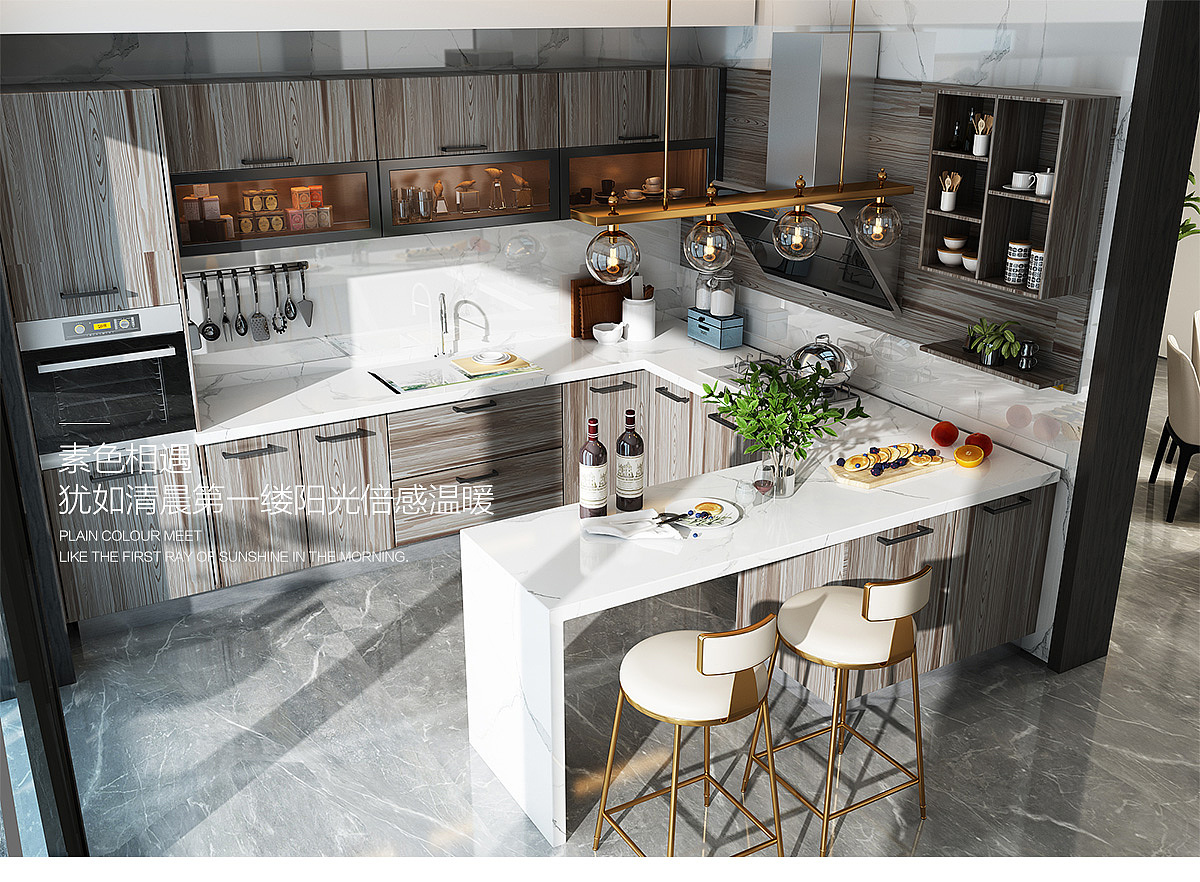 优丽唯品不锈钢整体定制家居 餐边酒柜 整体橱柜设计