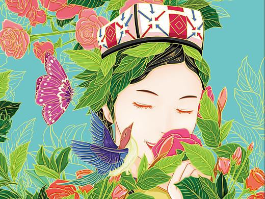 玫瑰花茶-手绘-包装插画