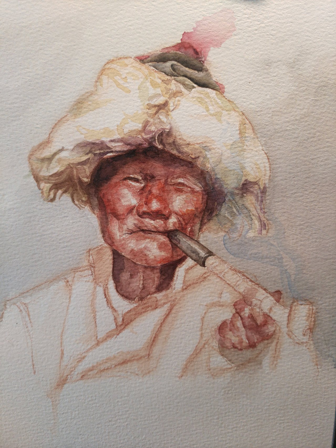 水彩藏民（图ZOTY3NDUxMjA=） - 绘画 - 站酷设计师弥龙水彩原创素材 - 站酷ZCOOL