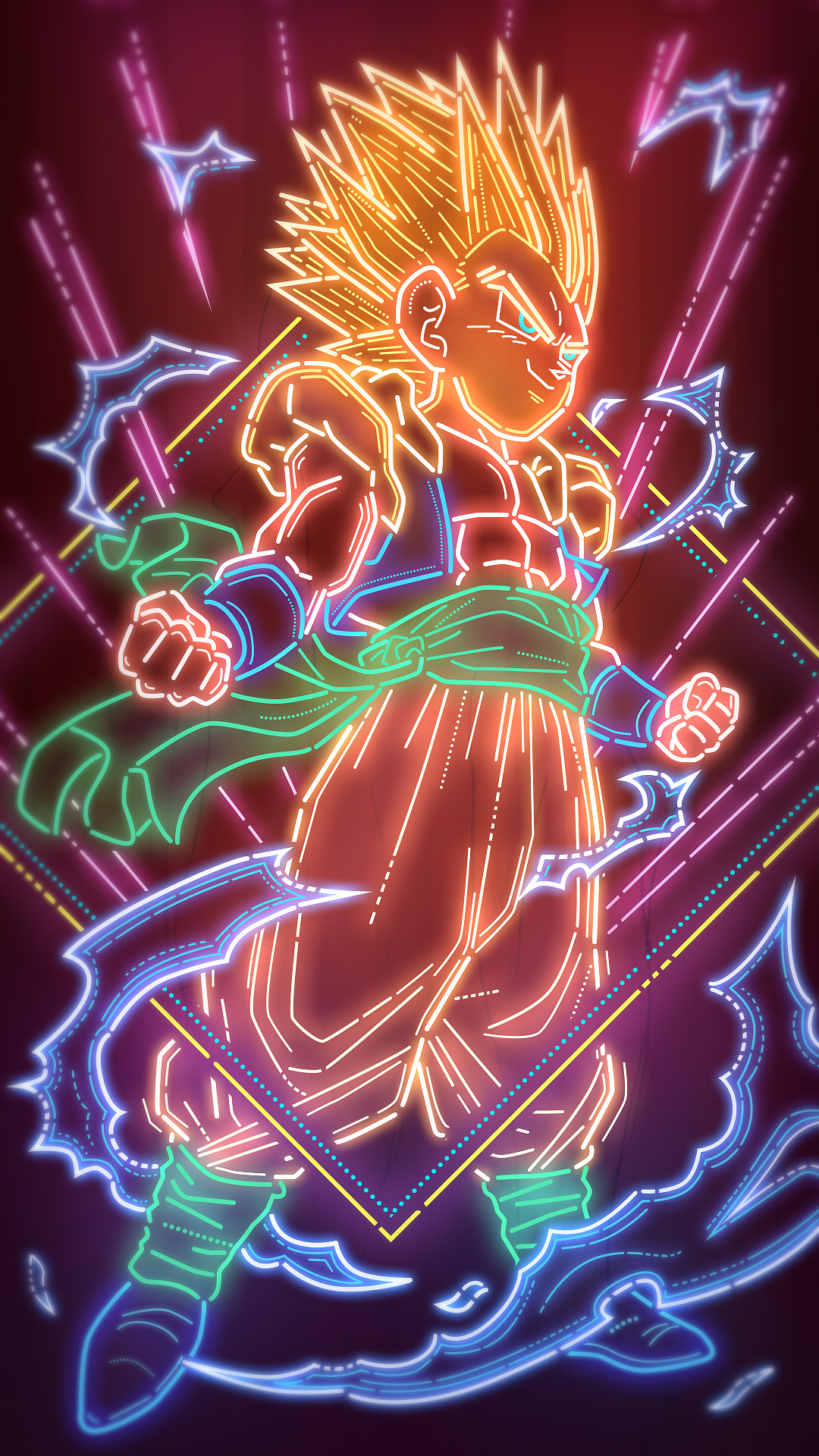 一套赛博霓虹七龙珠插画