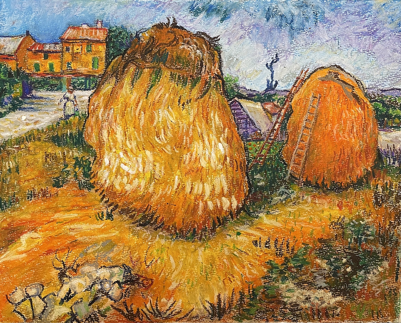 油画棒临摹之梵高作品普罗旺斯的大草堆（图ZMjM2NTQwMzU2） - 绘画 - 站酷设计师慕渔艺术原创素材 - 站酷ZCOOL