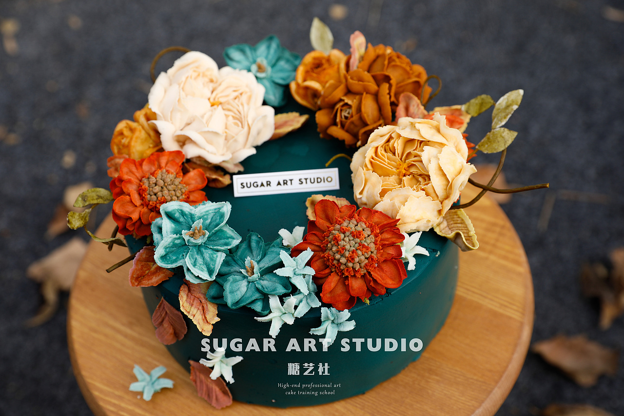 糖艺社复古色系韩式裱花作品