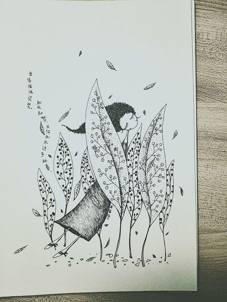 从去年下半年开始画了将近三本这样的黑白线条单幅小插画,今天大扫除