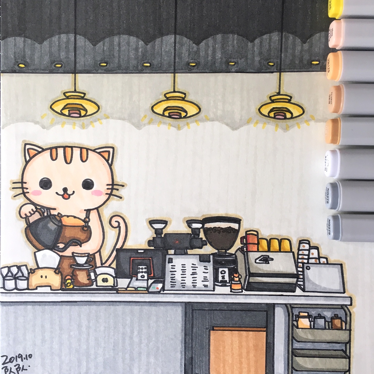 咖啡馆墙绘邵阳喜拉朵咖啡手绘墙欣赏|其他|墙绘/立体画|弄彩堂 - 原创作品 - 站酷 (ZCOOL)