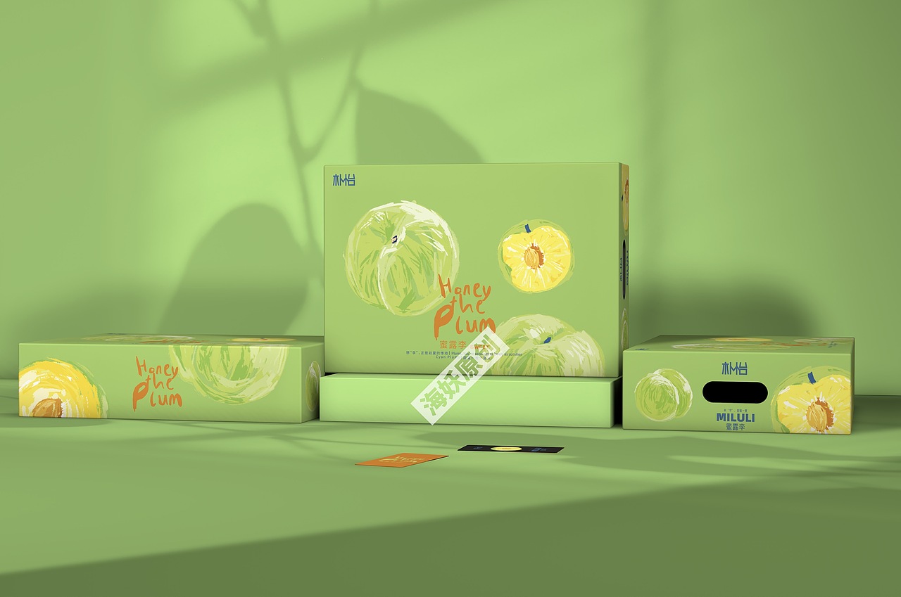 {原创}蜂糖李水果零食礼盒手绘插画包装设计