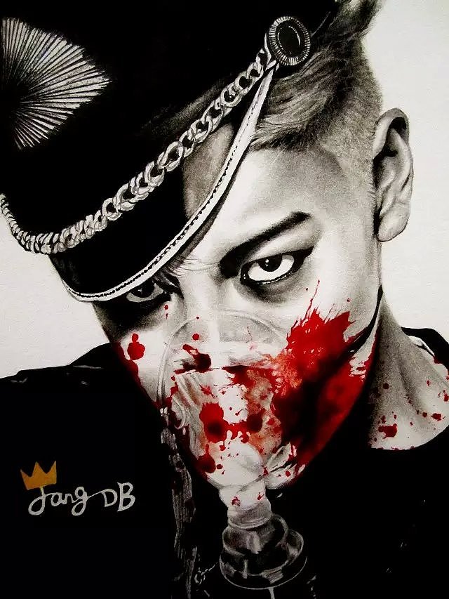 炭笔+红、黑色圆珠笔=T.O.P