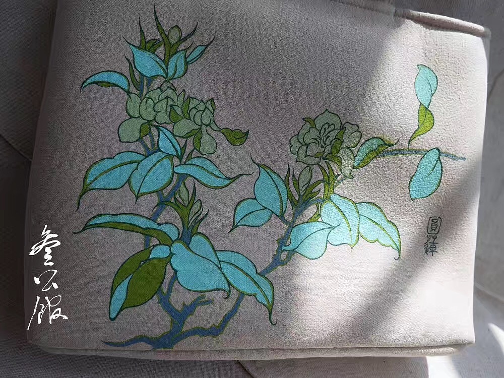 五月.手绘提包.桃叶尖上尖