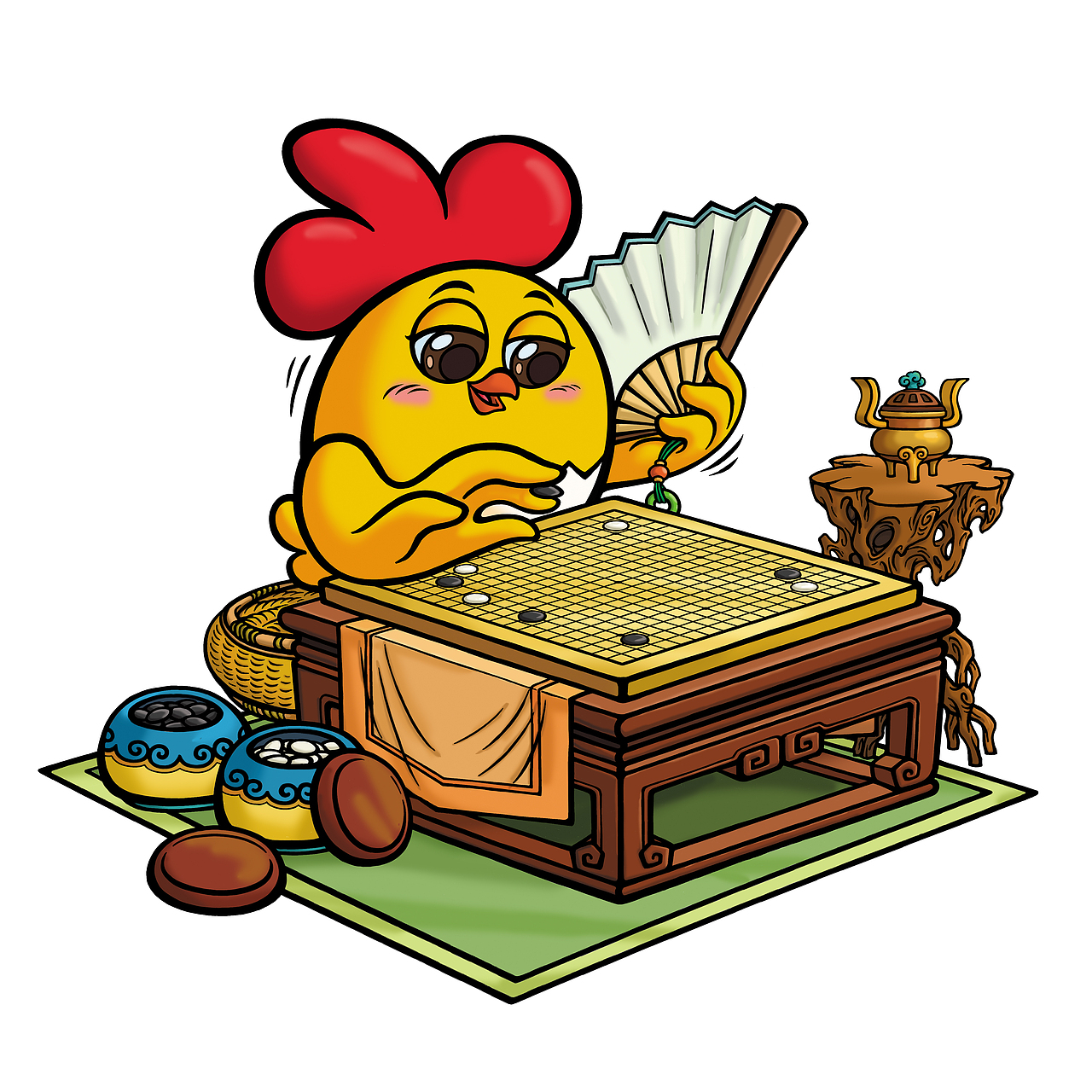 奇麟笔原创设计动漫ip呦呦鸡系列之琴棋书画