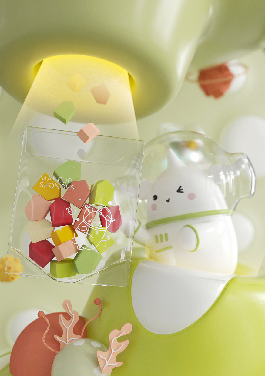 C4D-小怪兽之星球探索-海绵美妆蛋（图ZMjMwNzI4NjI0） - 产品 - 站酷设计师甄北七原创素材 - 站酷ZCOOL
