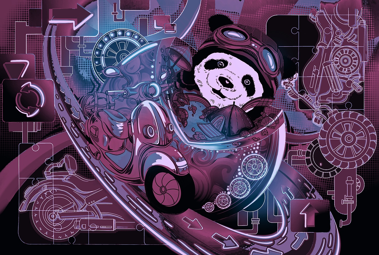 嘟嘟的机车（图ZMjk1NzE3NTA4） - 商业插画 - 站酷设计师刘小艳儿原创素材 - 站酷ZCOOL