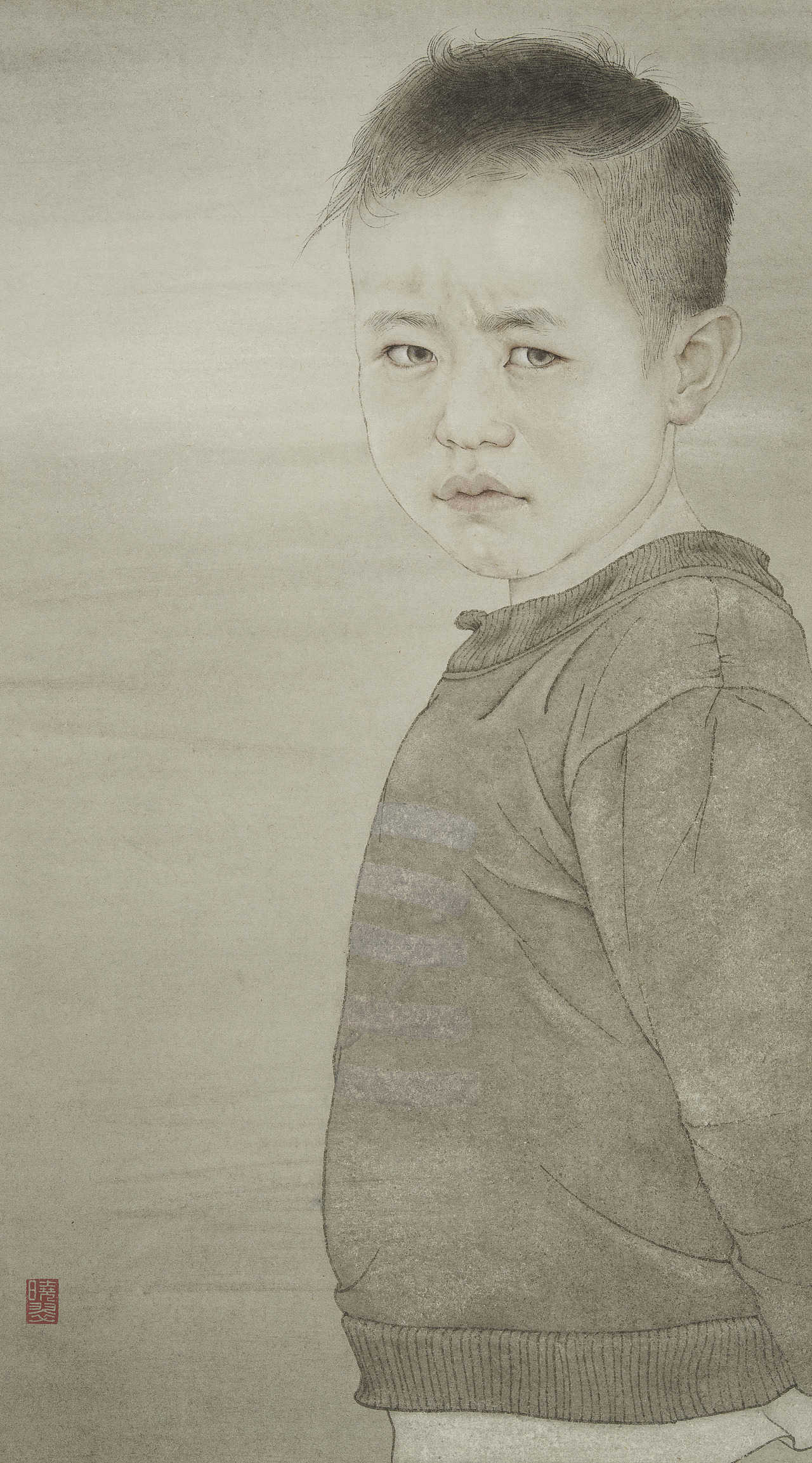 一组儿童肖像系列工笔画