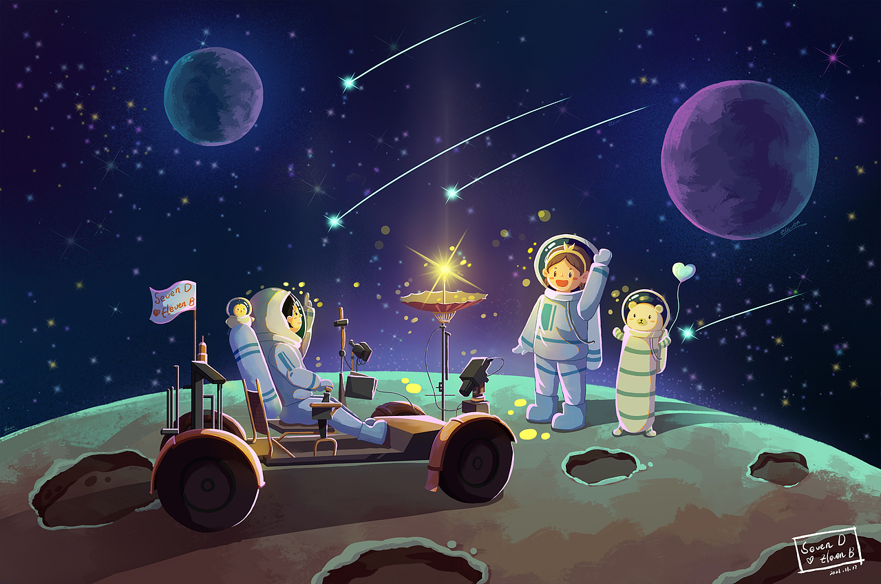 旅行系类插画——太空