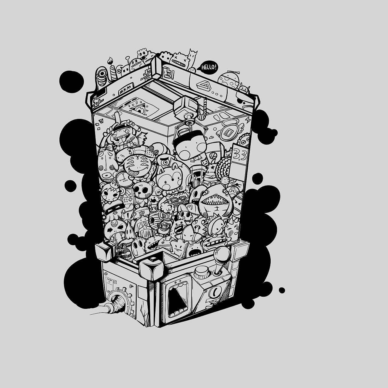 灵感,每个玩具代表团队中的一个人(画到墙上了,忘了拍) 原创  -  插画