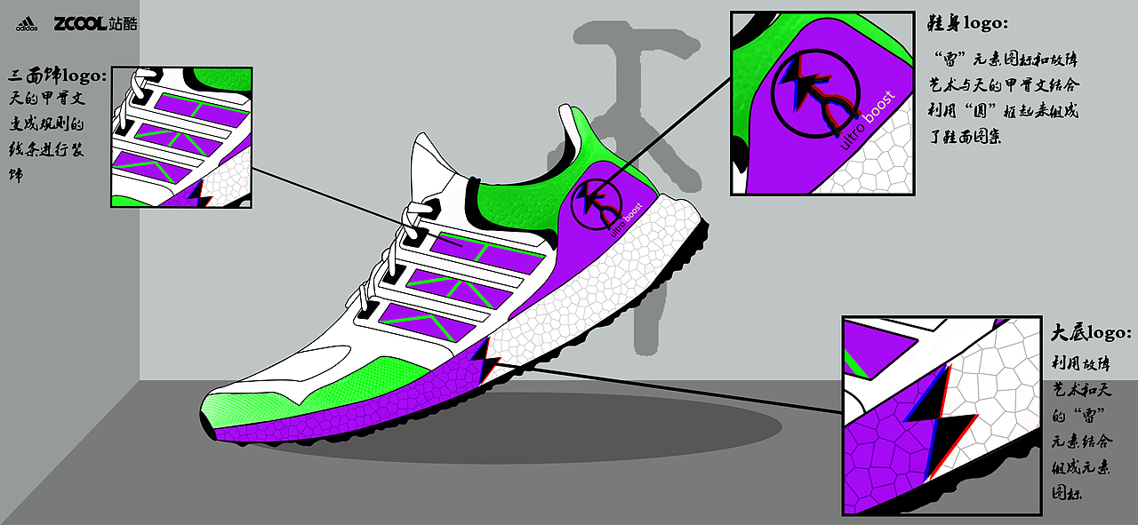 超越科技，飞跃未来 ▏adidas鞋面设计-天地玄黄（图ZMjgyNDQyMzE2） - 字体/字形 - 站酷设计师杀手鼠尾草原创素材 - 站酷ZCOOL