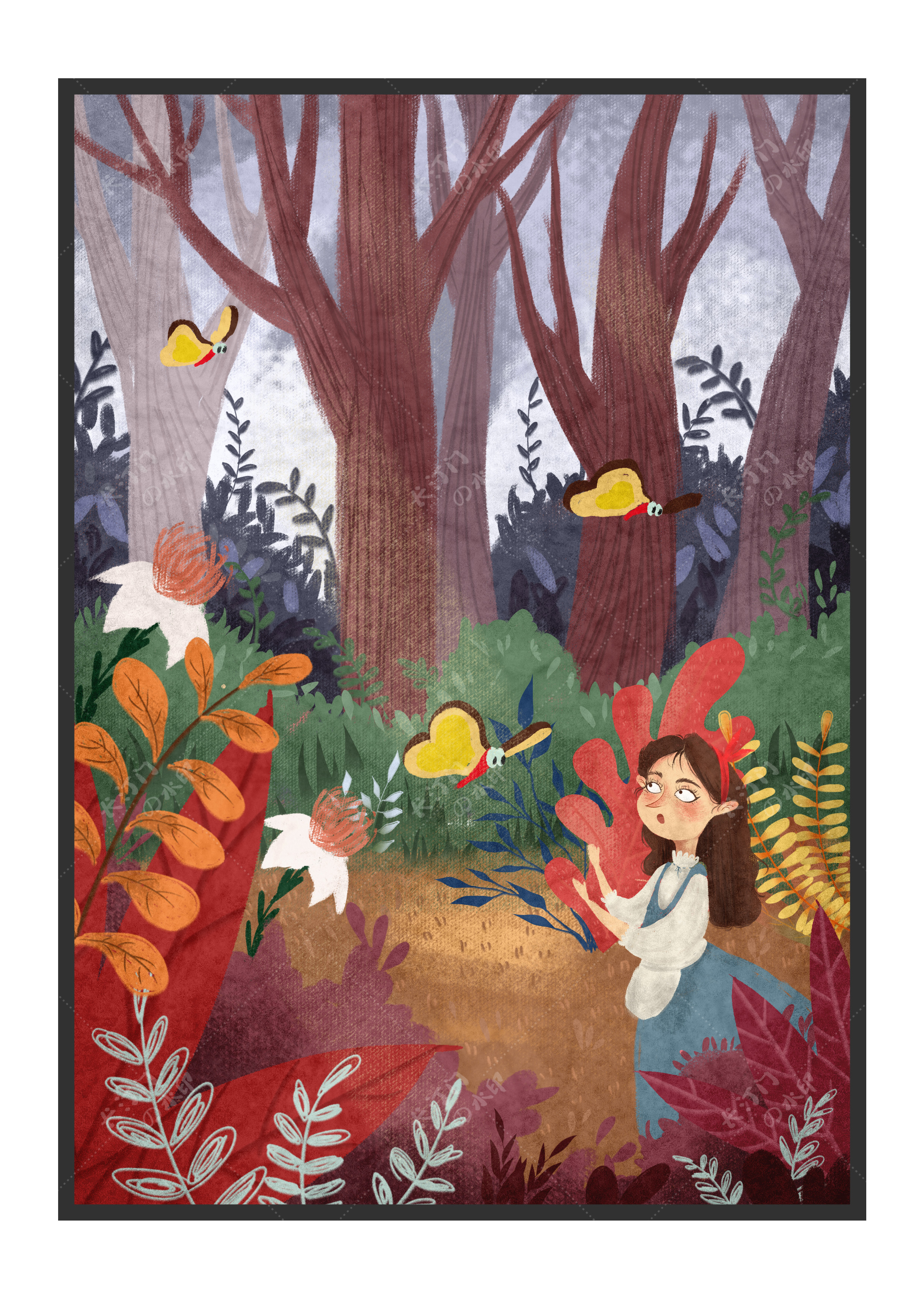 爱丽丝梦游仙境插画儿插手绘