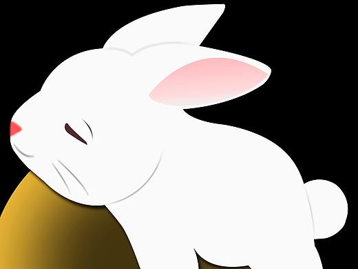 中秋节手绘玉兔装饰元素