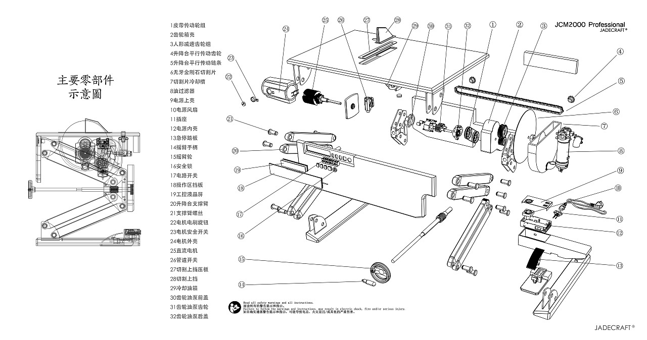 Jade cutting machine JCM2000 油冷却玉石切割机
