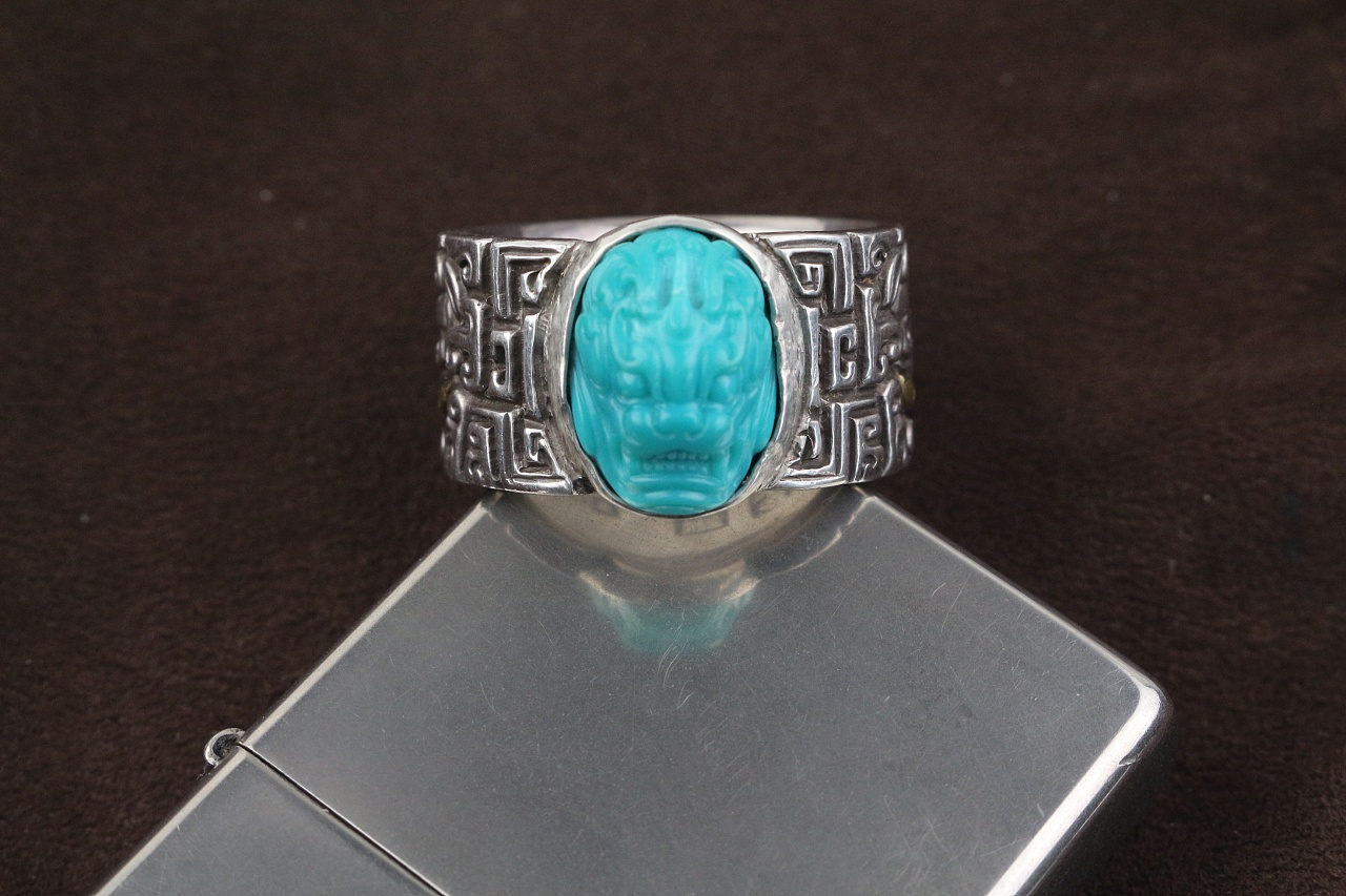 拍摄练习,云盖寺戒面,錾刻饕餮纹戒指