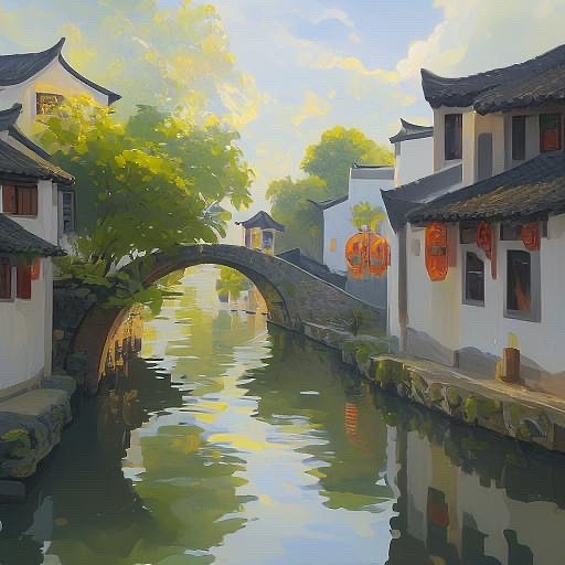 江南小镇｜油画｜水乡｜岁月静好（图ZMzYzMTQwMDcy） - 艺术插画 - 站酷设计师Sunny老师原创素材 - 站酷ZCOOL