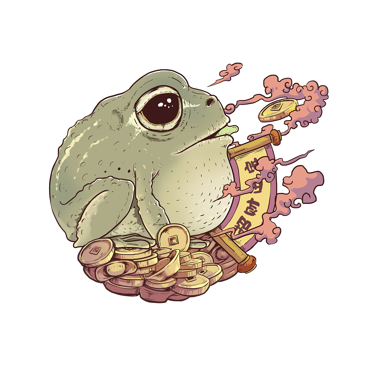 五毒饼包装插画