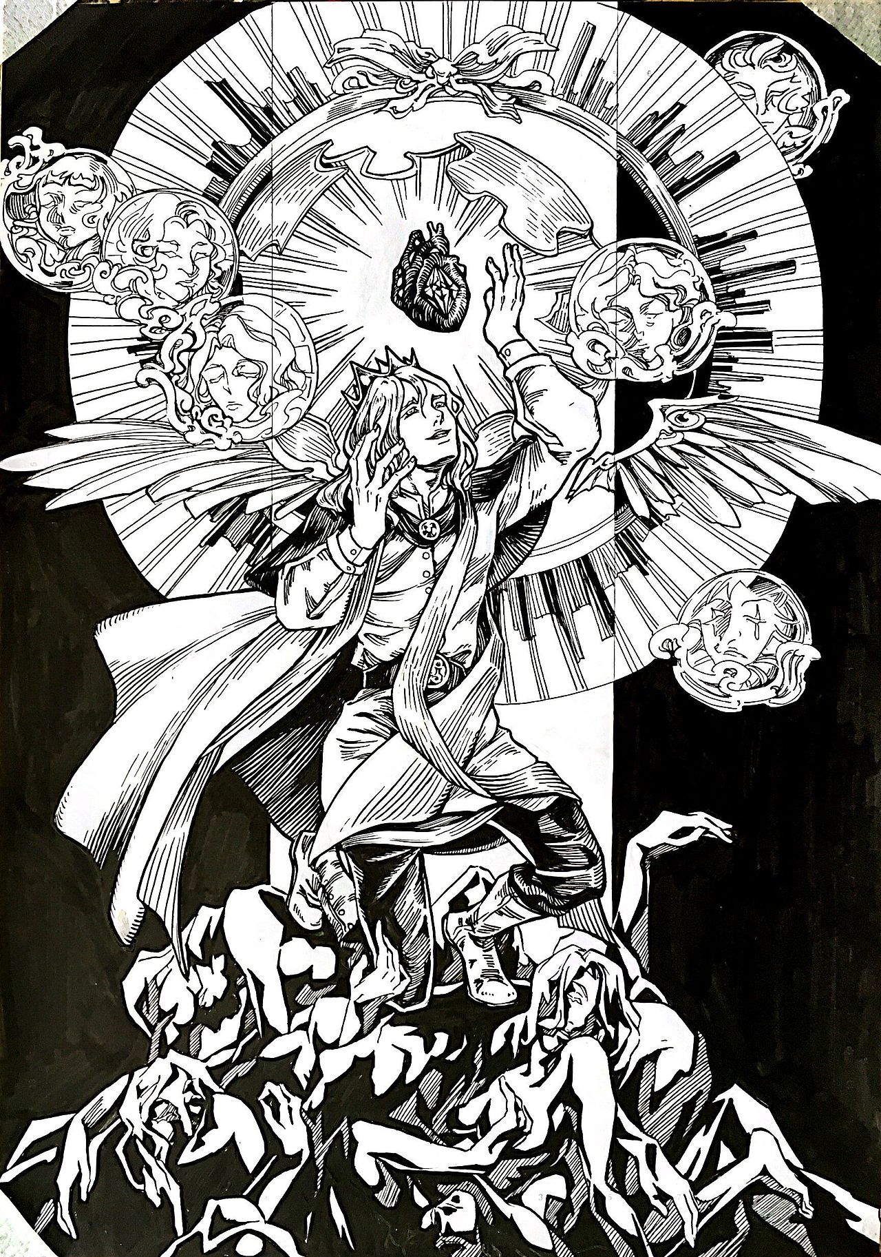 黑白插图 蘸水笔练习