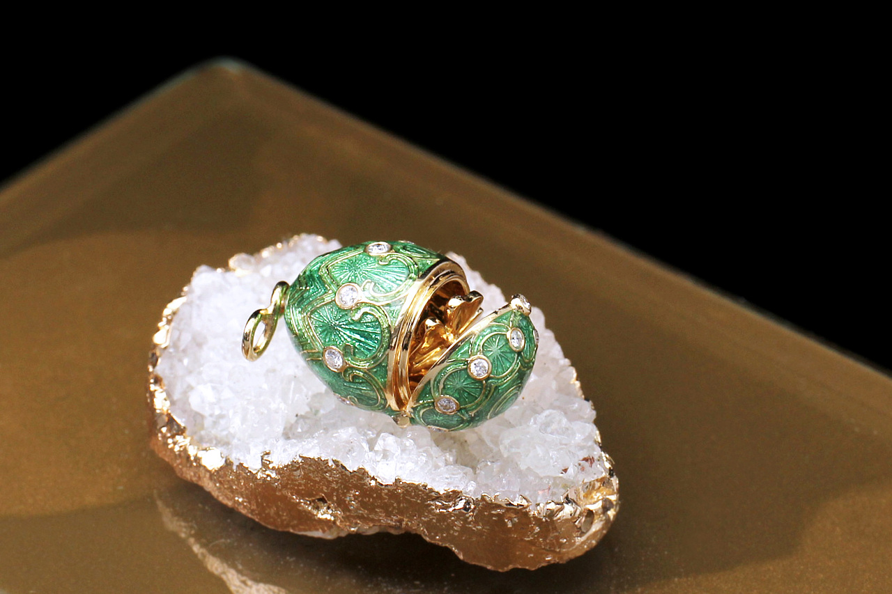 珠宝摄影 吊坠 日本制高温珐琅七宝烧18k金