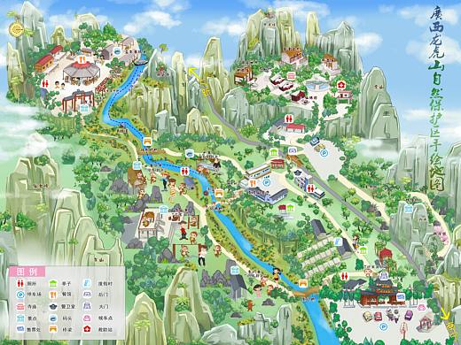 广西龙虎山手绘地图