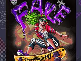 滑板FAKE節(jié)日插畫(huà)