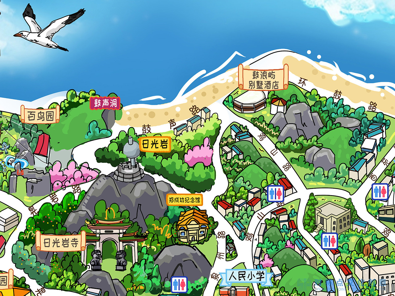 鼓浪屿手绘地图两幅