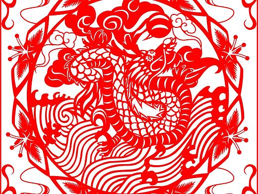 龙年窗花矢量插画