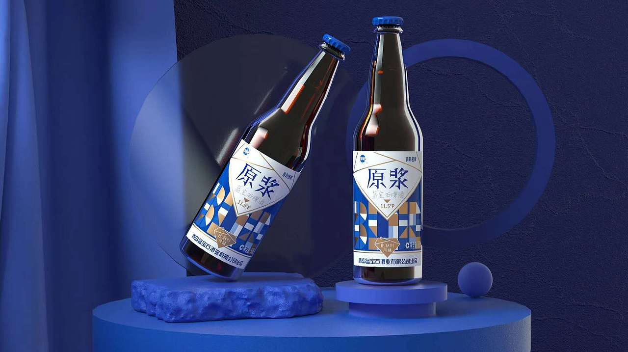 公司啤酒瓶贴外包装插画设计