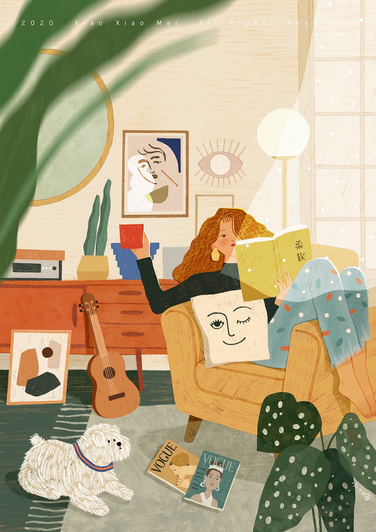 《宅在我的沙发里》- 室内小场景插画创意练习