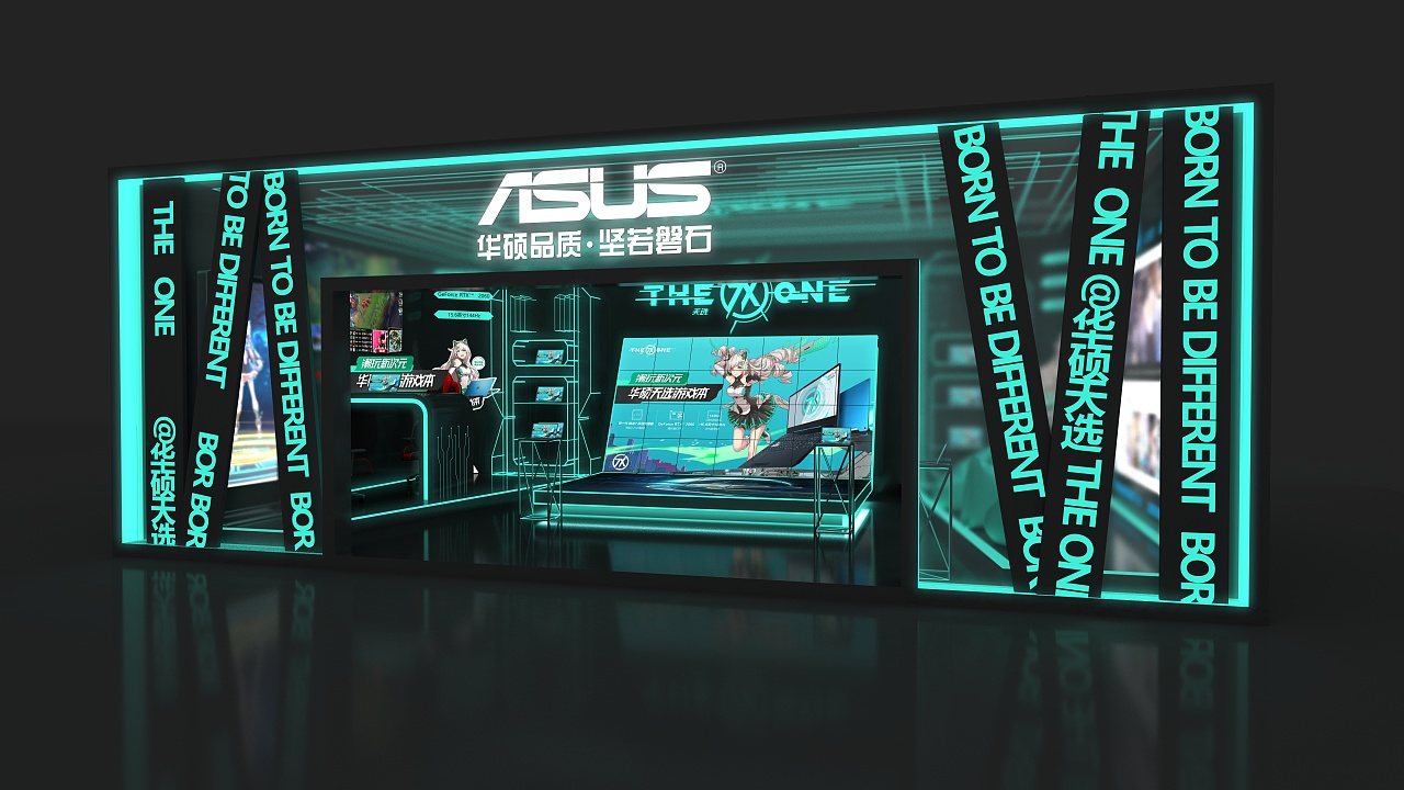 华硕展台科技感线条感