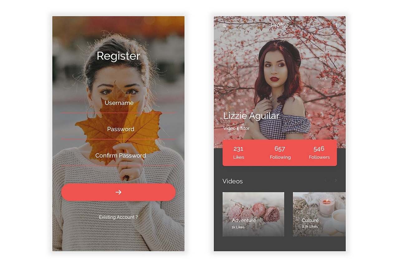 时尚好用的高品质小视频分享平台APP UI