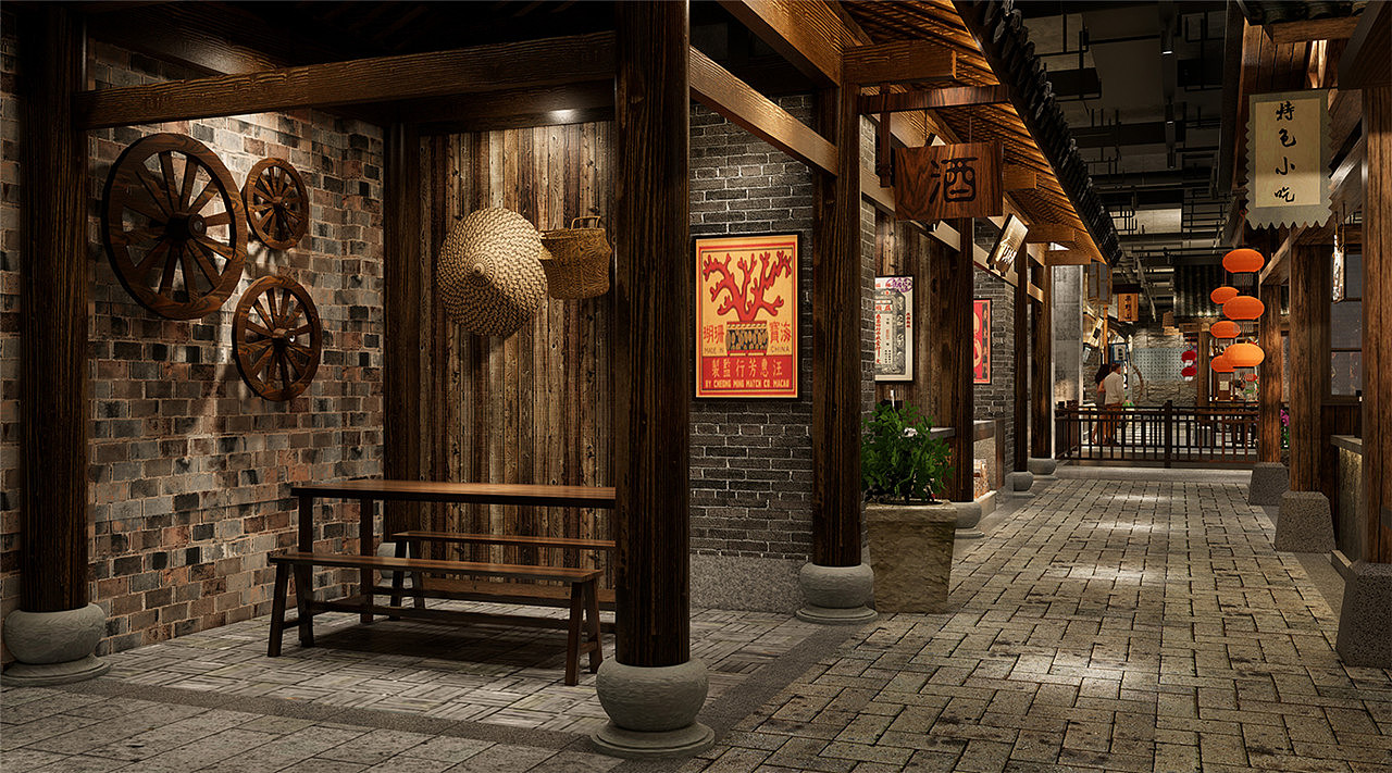 美食街设计摩崖食街美食广场设计