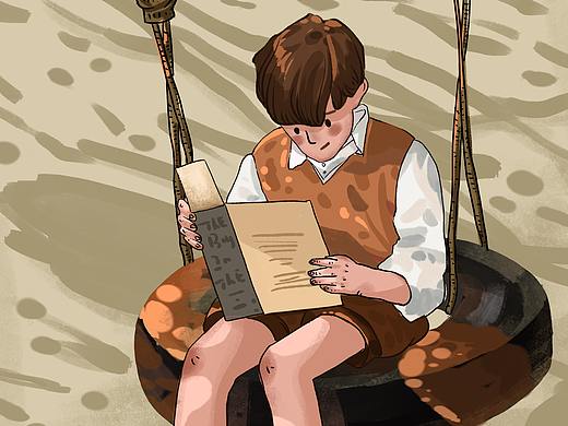 穿条纹衬衣的男孩