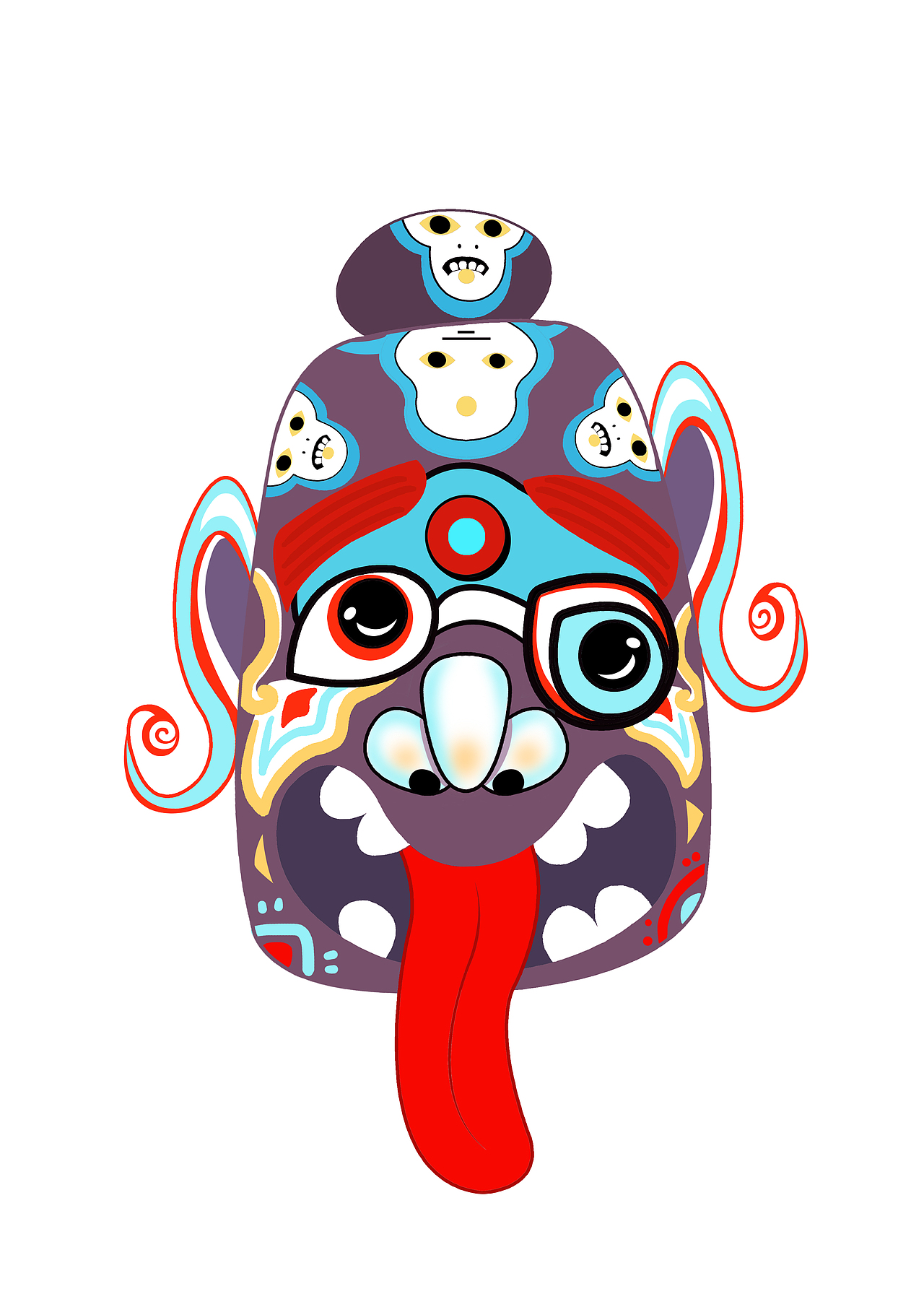 原创作品卡通傩面具1