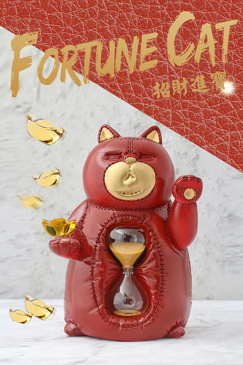 仿皮质的沙漏招财猫设计